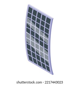 Curve Solar Panel Icon Isometric Vector. Sun Wind. Electric System