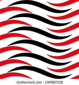 Curve stripe in horizontal pattern, wave, grid, seamless vector background.
