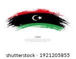 Curve style brush painted grunge flag of Libya country in artistic style