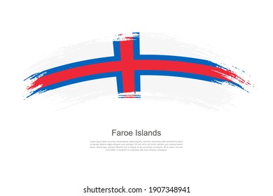 Curve style brush painted grunge flag of Faroe Islands country in artistic style