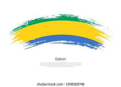 Curve style brush painted grunge flag of Gabon country in artistic style