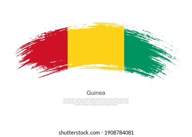 Curve style brush painted grunge flag of Guinea country in artistic style