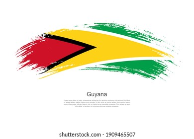 Curve style brush painted grunge flag of Guyana country in artistic style