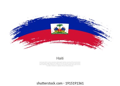 Curve style brush painted grunge flag of Haiti country in artistic style