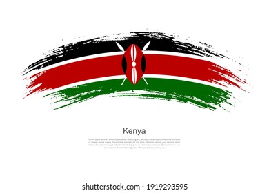 Curve style brush painted grunge flag of Kenya country in artistic style