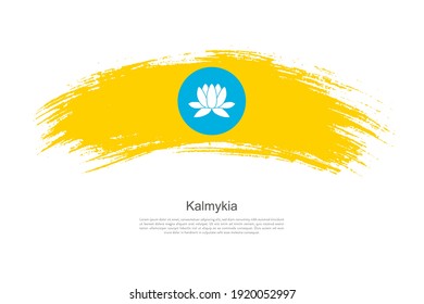 Curve style brush painted grunge flag of Kalmykia country in artistic style
