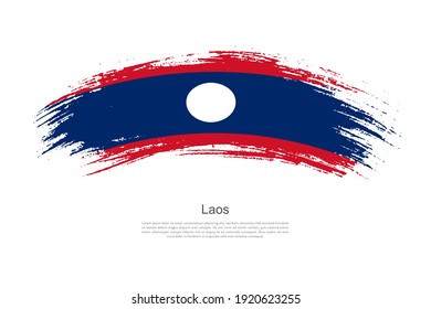 Curve style brush painted grunge flag of Laos country in artistic style