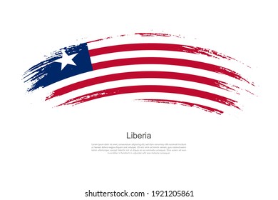 Curve style brush painted grunge flag of Liberia country in artistic style