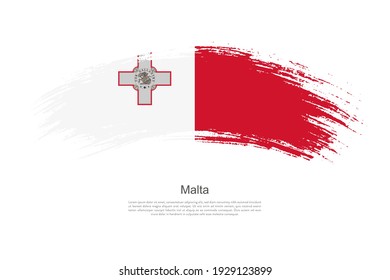 Pincel de estilo curvo pintado de bandera grunge de Malta de estilo artístico