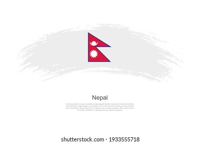 Curve style brush painted grunge flag of Nepal country in artistic style