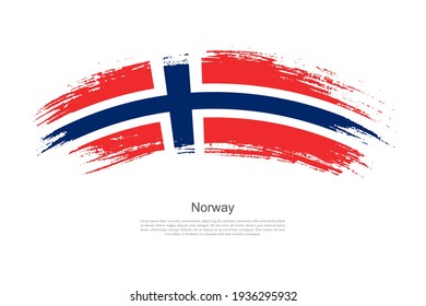 Curve style brush painted grunge flag of Norway country in artistic style