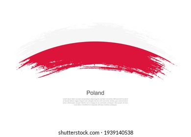 Curve style brush painted grunge flag of Poland country in artistic style