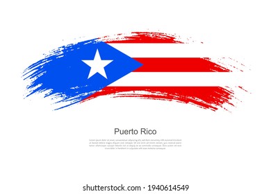 Curve style brush painted grunge flag of Puerto Rico country in artistic style