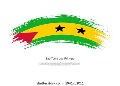 Curve style brush painted grunge flag of Sao Tome and Principe country in artistic style