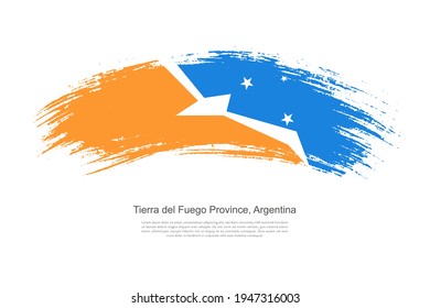 Curve style brush painted grunge flag of Tierra del Fuego Province, Argentina country in artistic style