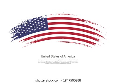 Curve style brush painted grunge flag of United States of America country in artistic style