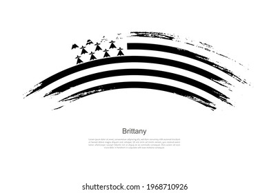 Curve style brush painted grunge flag of Brittany country in artistic style