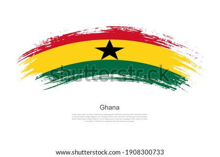 Curve style brush painted grunge flag of Ghana country in artistic style