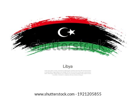 Curve style brush painted grunge flag of Libya country in artistic style