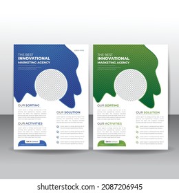 Geschäftsbericht Flyer Design Kurven Technologie.Faltblatt-Layout in A4-Größe.Corporate Business Template Design, Orange Blue mit geometrischen und welligen Linien für den Geschäftsmarkt auf weißem Hintergrund Design.