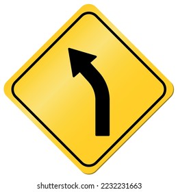 Curve. Traffic Sign Isolated Vector. Safe Driving Illustration.