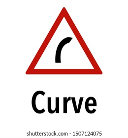 Curve triangle Information and Warning Road traffic street sign, vector illustration collection isolated on white background for learning, education, driving courses, sticker, icon.