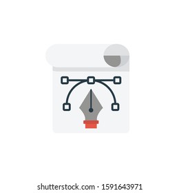 curve vector flat color icon 