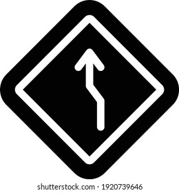 icono plano de glifo vector de curva