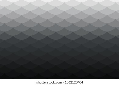 Curve Wave Fish Scale Pattern Background in Grey Black Gradient Vector Illustration.
