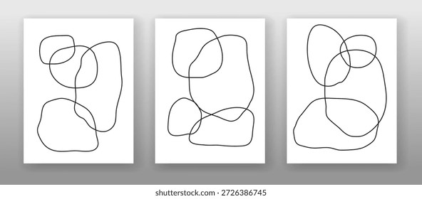 Curve wave graphic design for poster, cover with empty space for text. Abstract flow line art. Set of templates. Vector illustration.