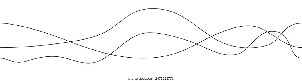 Curve wave line bg. Undulate thin seamless pattern vector background. Curvy squiggle simple flow. Elegant winding sketch. Irregular organic and delicate dynamic lines amplitude. Zigzag divider texture