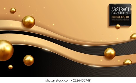 curve wave line and gold circle,  luxury background, overlap layer shadow gradients, composition for illustration advertising, application, banner, media cover, brochure template design