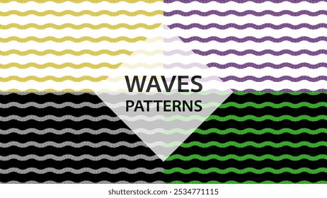 Curve wave line stripes background and seamless pattern. Sea pattern for textile, wrap or fabric