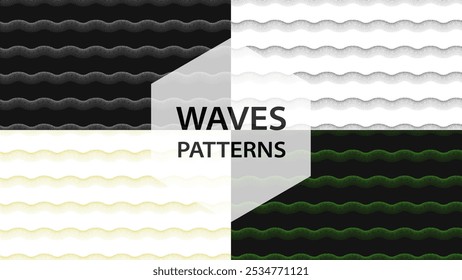 Curve wave line stripes background and seamless pattern. Sea pattern for textile, wrap or fabric