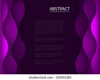 Curve wave pink purple line background curve line on dark space paper layer overlap for text and message modern artwork design