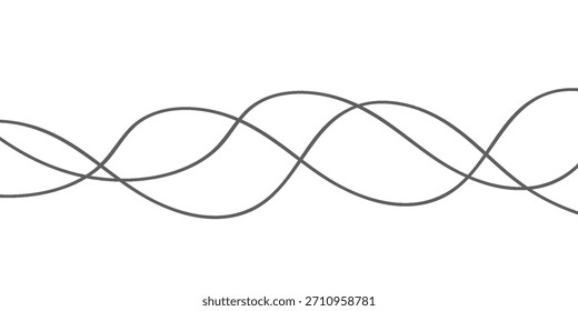 Patrón de onda curva sin fisuras. Abstractas líneas negras ondulan el movimiento de la curva sobre fondo blanco. Línea ondulada y líneas onduladas en zigzag. Líneas curvas de hilo, hilo o hilo. Ilustración vectorial.