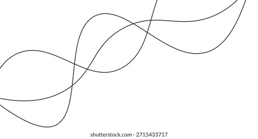 Patrón de onda curva sin fisuras. Abstractas líneas negras ondulan el movimiento de la curva sobre fondo blanco. Línea ondulada y líneas onduladas en zigzag. Líneas curvas de hilo, hilo o hilo. Ilustración vectorial.EPS.10