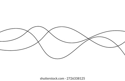 Patrón de onda curva sin fisuras. Abstractas líneas negras ondulan el movimiento de la curva sobre fondo blanco. Línea ondulada y líneas onduladas en zigzag. Líneas curvas de hilo, hilo o hilo. Ilustración vectorial.