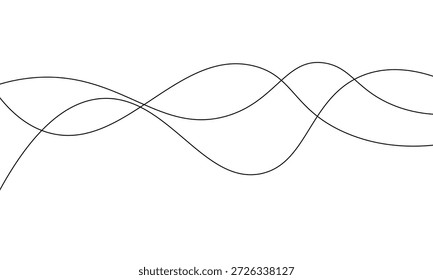 Padrão de onda de curva sem emenda. O movimento da curva da onda das linhas pretas abstratas no fundo branco. Linhas de onda e linhas de ziguezague onduladas. Linhas de fios curvos, linhas de cordões ou fios. 