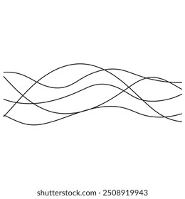 Curve wave seamless pattern line. Waves line art. 