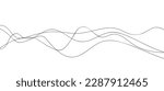 Curve wave seamless pattern. Thin line wavy abstract vector background. Curve wave seamless pattern. Line art striped graphic template. Vector illustration