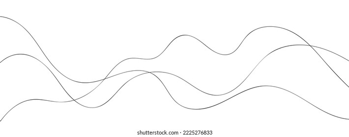 Curve wave seamless pattern. Thin line wavy abstract vector background. Curve wave seamless pattern. Line art striped graphic template. Vector illustration