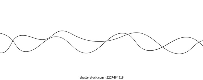 Curve wave seamless pattern. Thin line wavy abstract vector background. Curve wave seamless pattern. Line art striped graphic template. Vector illustration