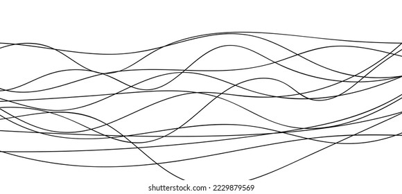 Curve wave seamless pattern. Thin line wavy abstract vector background. Curve wave seamless pattern. Line art striped graphic template. Vector illustration