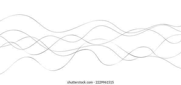 Curve wave seamless pattern. Thin line wavy abstract vector background. Curve wave seamless pattern. Line art striped graphic template. Vector illustration