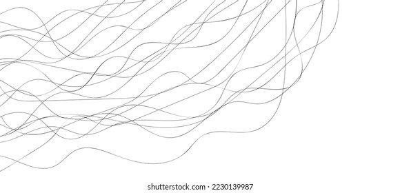 Curve wave seamless pattern. Thin line wavy abstract vector background. Curve wave seamless pattern. Line art striped graphic template. Vector illustration