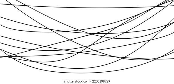 Curve wave seamless pattern. Thin line wavy abstract vector background. Curve wave seamless pattern. Line art striped graphic template. Vector illustration