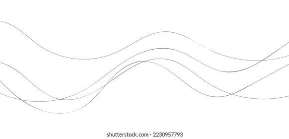 Curve wave seamless pattern. Thin line wavy abstract vector background. Curve wave seamless pattern. Line art striped graphic template. Vector illustration