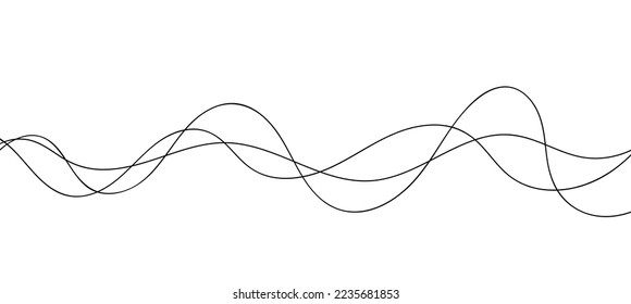 Curve wave seamless pattern. Thin line wavy abstract vector background. Curve wave seamless pattern. Line art striped graphic template. Vector illustration
