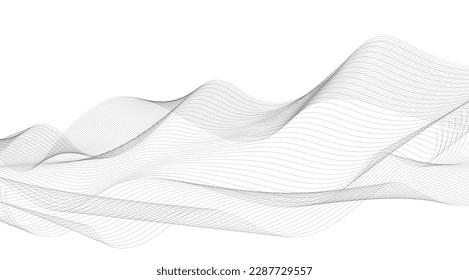Curve wave seamless pattern. Thin line wavy abstract vector background. Curve wave seamless pattern. Line art striped graphic template. Vector illustration
